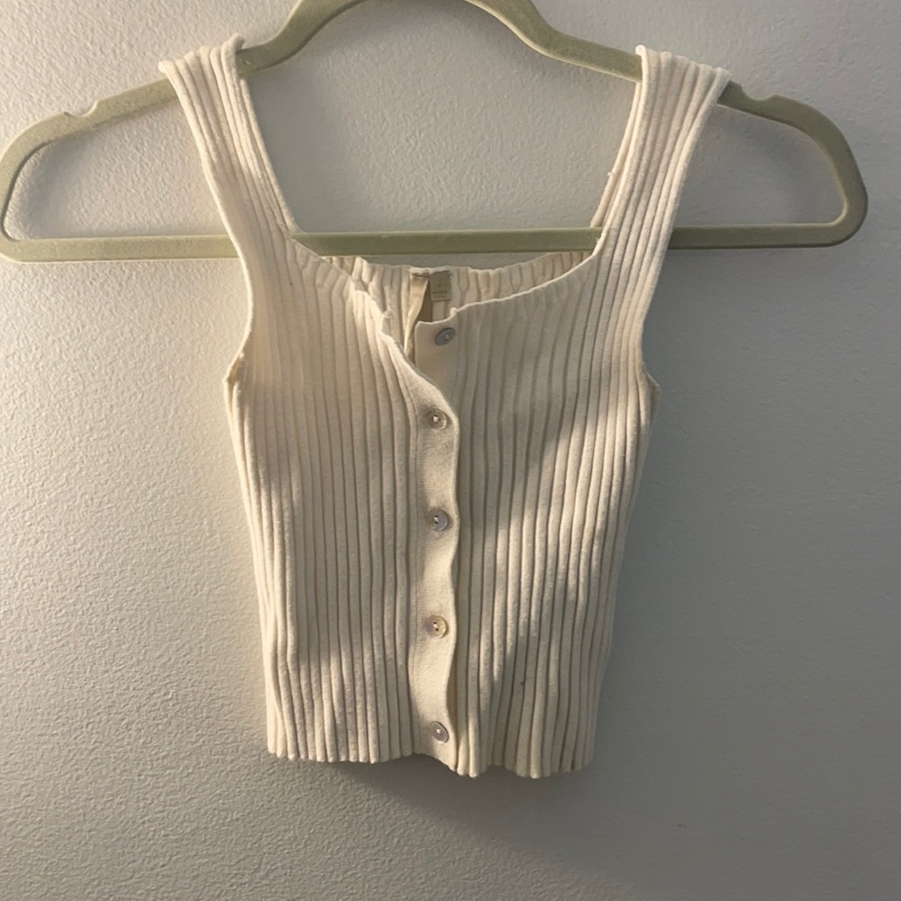 knit button down crop top